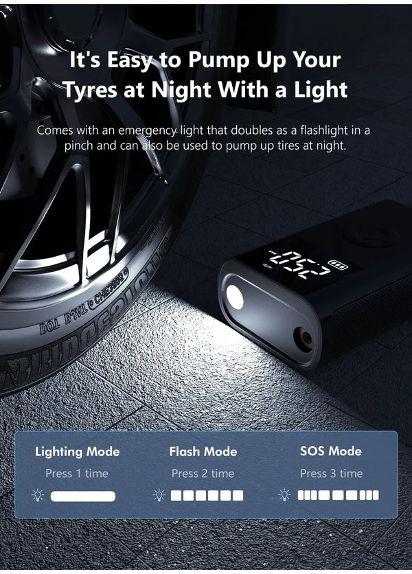 Compact High-Pressure Mini Air Compressor with Wireless Charging