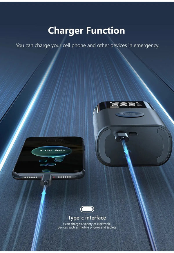 Compact High-Pressure Mini Air Compressor with Wireless Charging