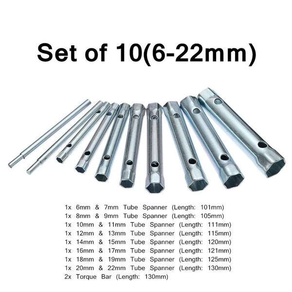 Double-Ended Tubular Wrench Set for Automotive and Plumbing Repairs