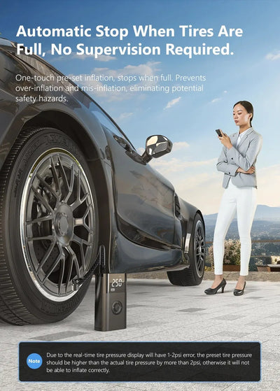 Compact High-Pressure Mini Air Compressor with Wireless Charging