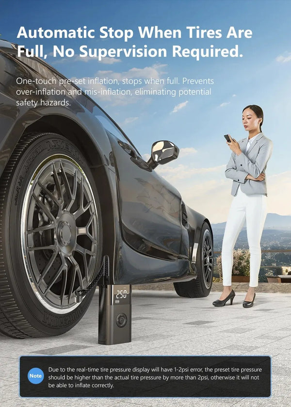 Compact High-Pressure Mini Air Compressor with Wireless Charging